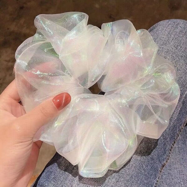 Organza Scrunchies Elastisk hårbånd til kvinder n Elegant hestehale H L