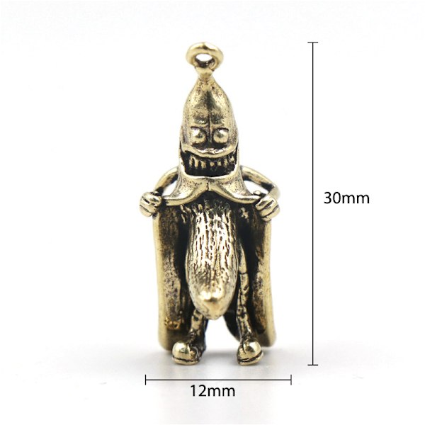 Retro mässing Banana Man Creative Keychain Pendant Desktop Orname