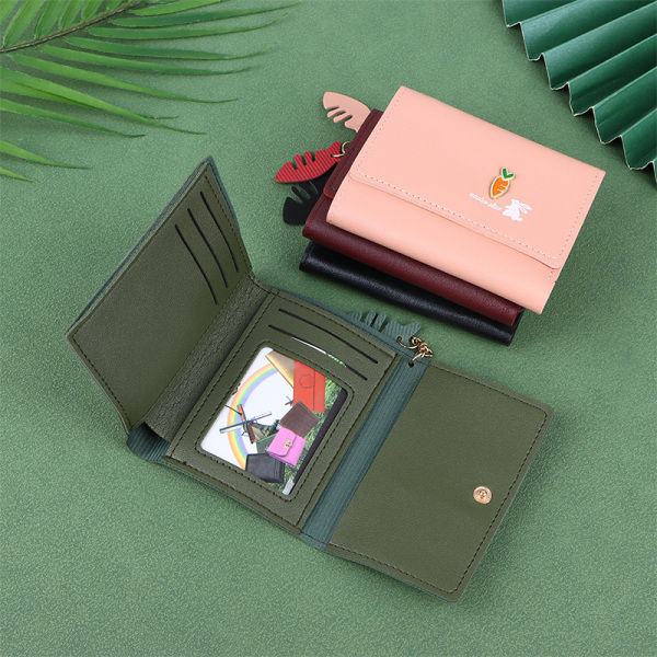 Dame lommebok PU skinn lommebok kortholder Sammenleggbar bærbar Green