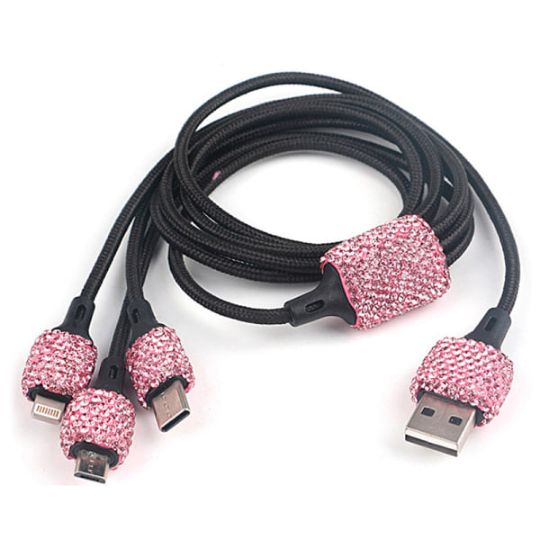 Kvinnor Crystal Dual USB Port Bil Snabb Rhinestones Bling Laddare PK2