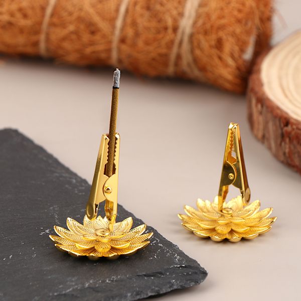 1 st rökelsestickhållare Lotus doftklämma rökelsekar sandelträ