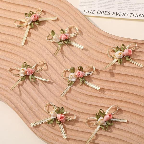 (10st/förpackning) 4,5 cm rosknopp rosett vit rosa 2 rosenrosetter presentförpackning 2