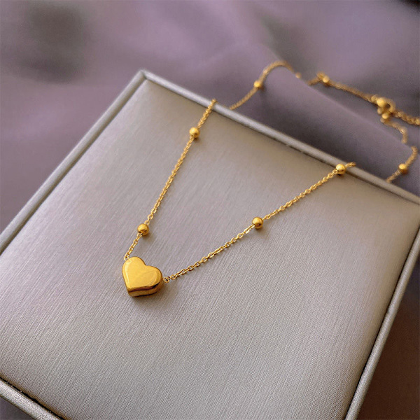 Minimalistisk hjerte anheng choker halskjede titan stål mote A2