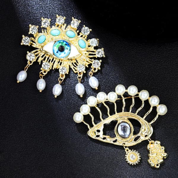 Luksuriøse Rhinestone Devil Eyes Brosjer for Kvinner Karakter Pins A2