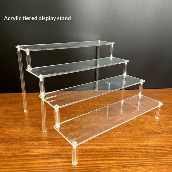 1 sett 20 cm 1-4 lag akryl utstillingsstativ trapesformet oppbevaring 4Layer 20x8cm