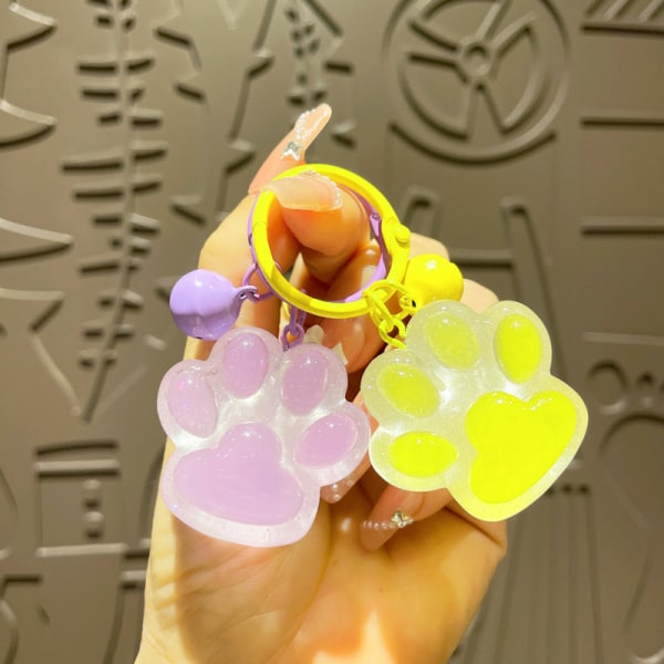Luminous Cat Claw Key Chaw Color e Pendant Bell Keyring Charms Blue
