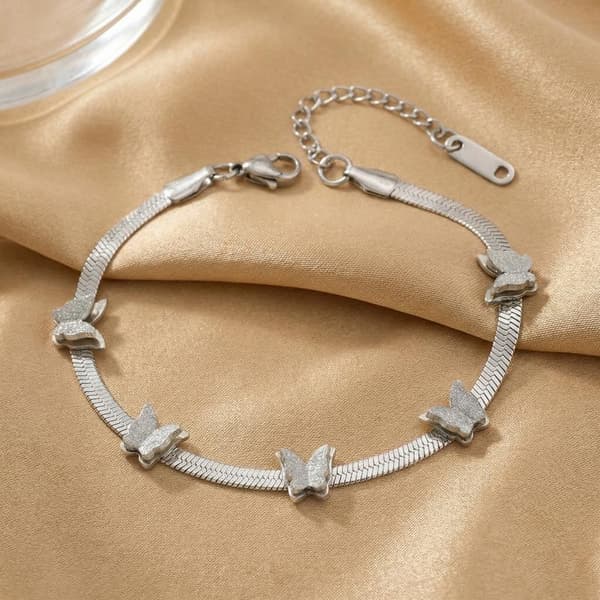 Rustfrit stål 5-dele sommerfugl dyre charm armbånd til kvinder White