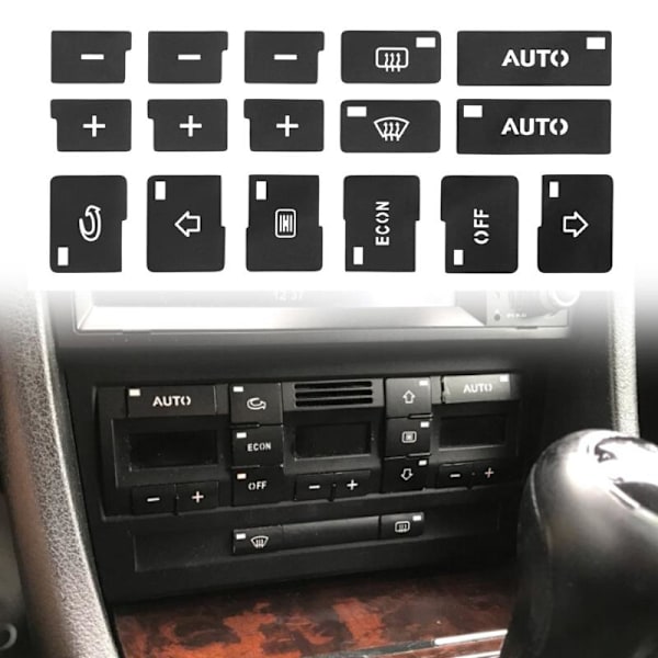 2 ark bilknapp AC-etikett Central kontrollpanelknapp S A8