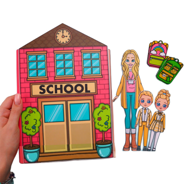 Simulering Skola Tyst Bok Barn Handgjorda DIY Sticker Leksaker