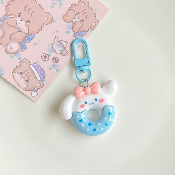 Cartoon Donut Sanrio Nyckelring Väska Tillbehör för kvinnor Flickor K Blue