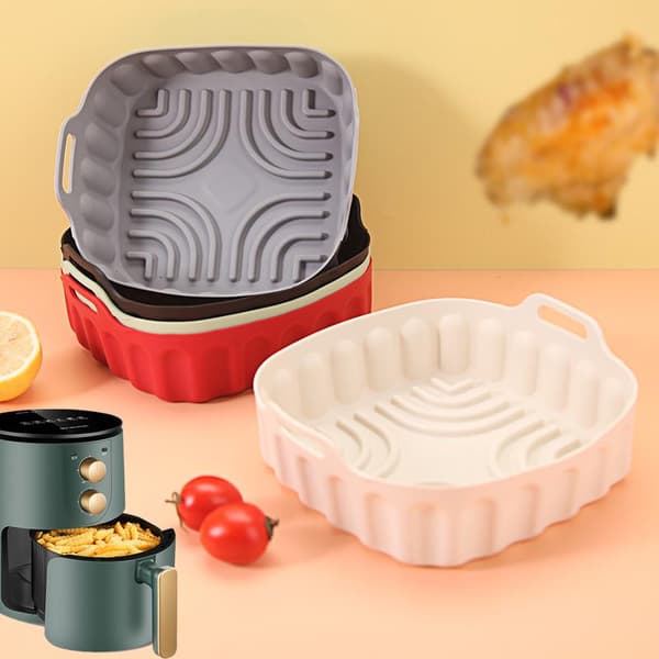 Silikon Air Fryer Bakform Korgfoder Återanvändbar Non-stick Green Large