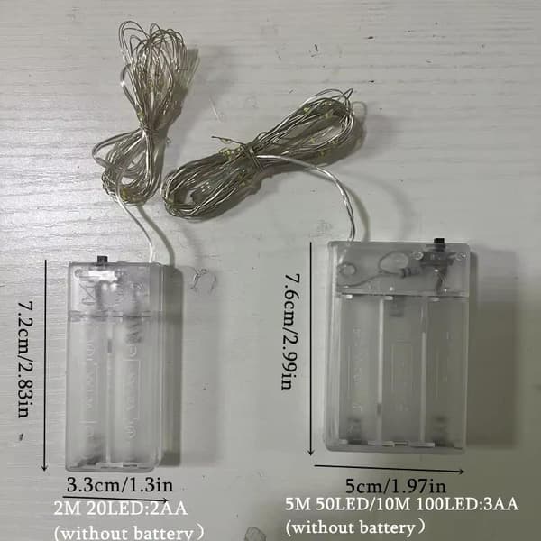 2M 5M 10M Kobbertråd LED Batteriboks Fairy String Lys For C White 2M