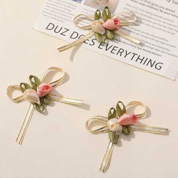 (10st/förpackning) 4,5 cm rosknopp rosett vit rosa 2 rosenrosetter presentförpackning 2