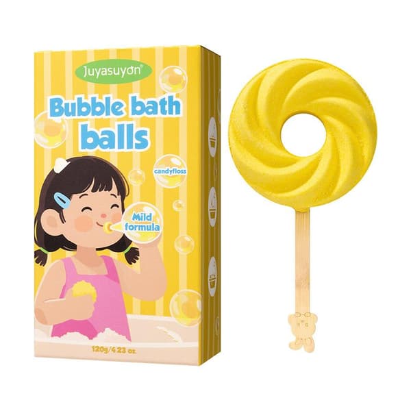e Lollipop badebombe for morsom badetid Pink