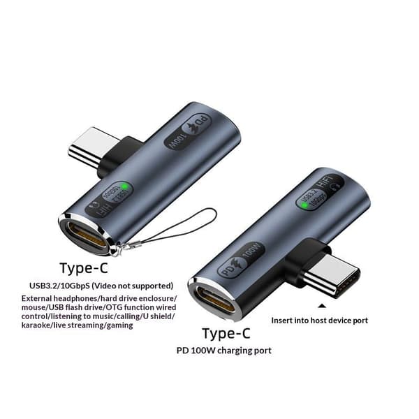PD100W USB 3.2 Type C til Type C-adapter Hurtiglading Type C He White