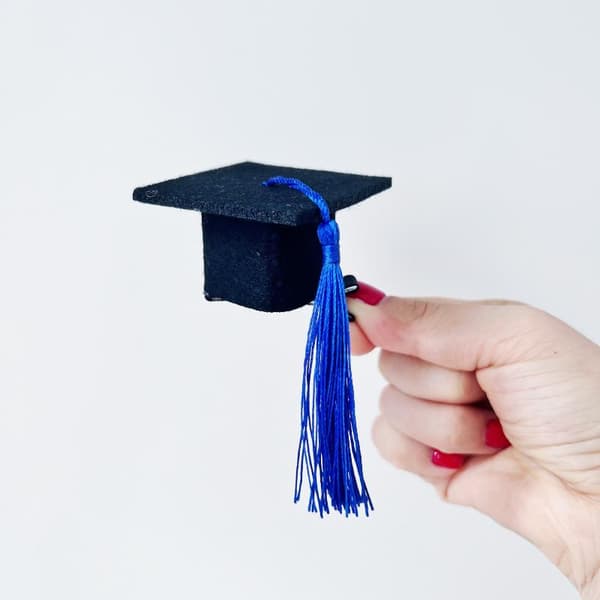 2 stk. kvast til studenterhue, mini doktorhat, hårklemme, pandebånd A5