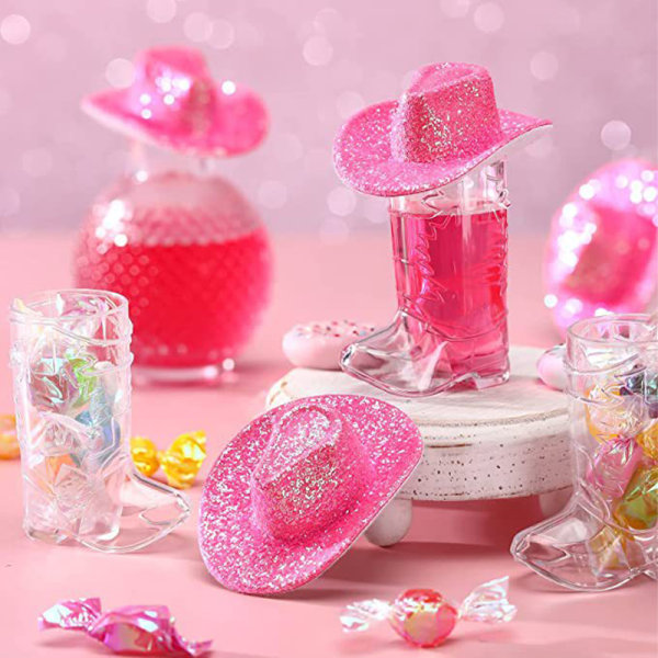 Mini Cowboy Hatte Party Favors Fødselsdag Bryllup Tilbehør Deco Pink