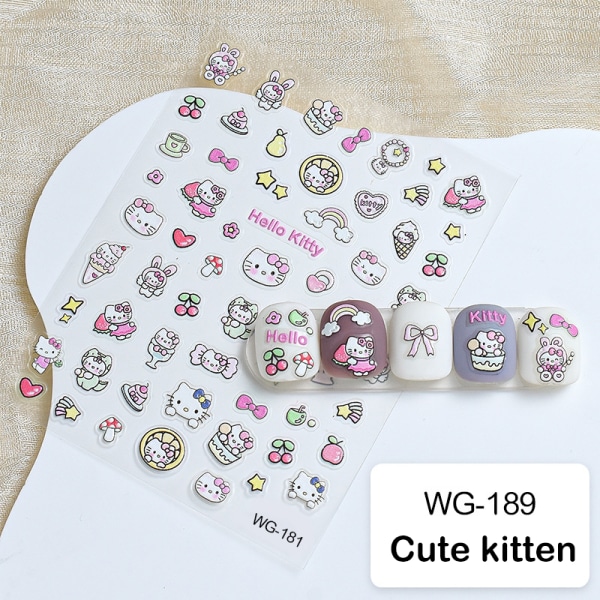 Realistiset nail art sarjakuva Little Beaver Kitty WG-189