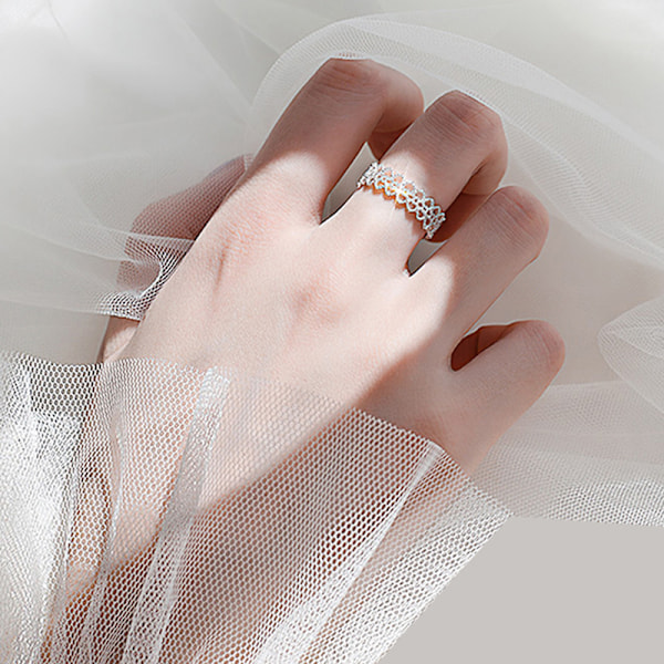 Lace Ring kvindeligt design Sense smykker hul hjerteformet ring