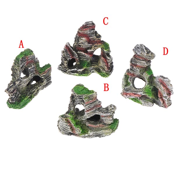 Mountain View Aquarium Rock Cave Tree Bridge Aquarium Ornament D
