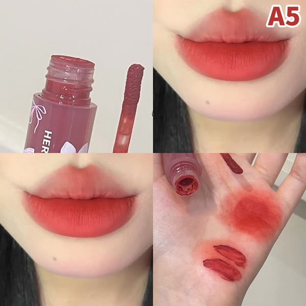 Matte fløjl læbeglans flydende læbestift læbefarve mudder makeup Lat A5