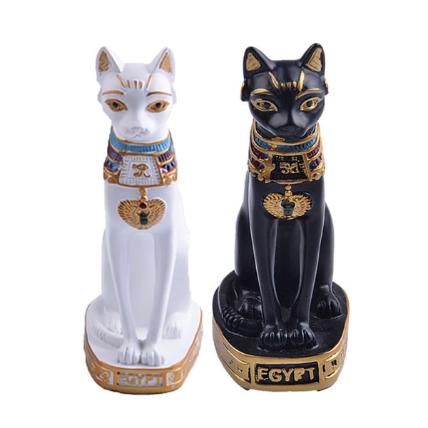 mini egyptisk bastet katt staty skulptur egyptisk gudinna figurin White