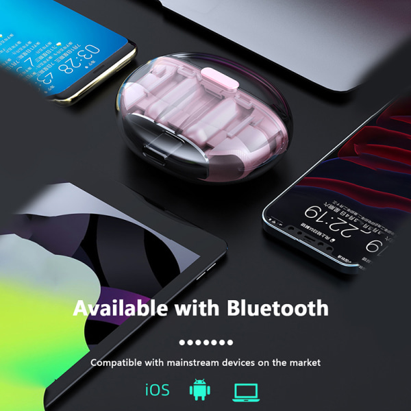 TWS Trådløs Bluetooth Mini-øretelefon Transparent Cabin Portable Pink