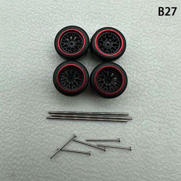 1 set 1/64 mallin auton pyörät kumirenkailla muokatut osat Ve B27 fork Red