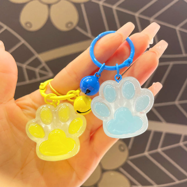 Luminous Cat Claw Key Chaw Color e Pendant Bell Keyring Charms Blue