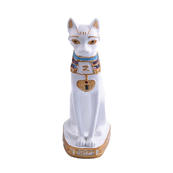 mini egyptisk bastet katt statue skulptur egypt gudinne figurin White