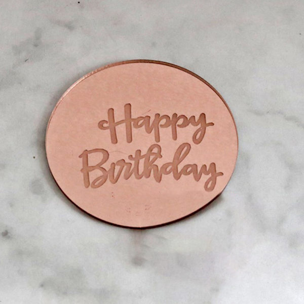 10 stk Gratulerer med dagen Cupcake Topper Akryl Rose Gold Circle Ca Gold