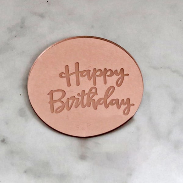 10 stk Gratulerer med dagen Cupcake Topper Akryl Rose Gold Circle Ca Rose Gold