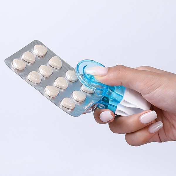 Portable Pill Taker Remover Tabletter Pills Blister Pack Åpner Blue