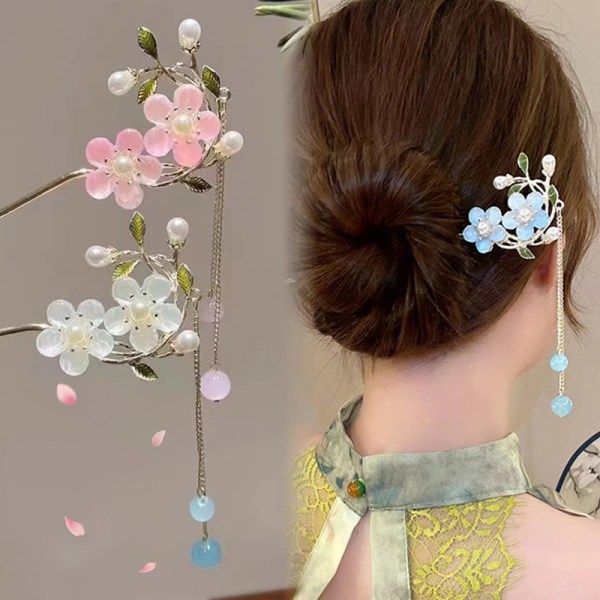 Vintage Flower Fringe Hair Sticks Moderigtigt kvindeligt metalhår A4
