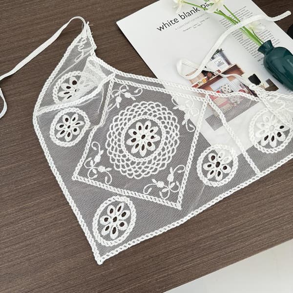 Mode Blonde Hår Tørklæde Wraps Kvinder Retro Hvid Vævet Blomster Tr A2