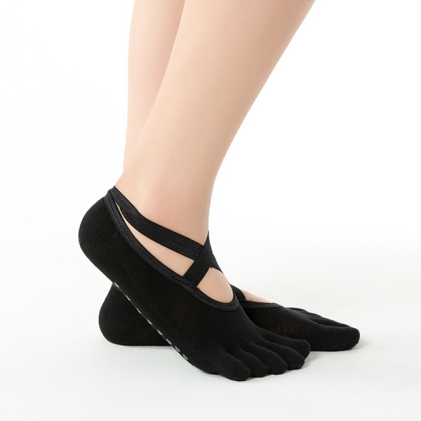 Dame Dansesokker Jenter Yogasokker Silikon Sklisikker Pilates Black Package toes