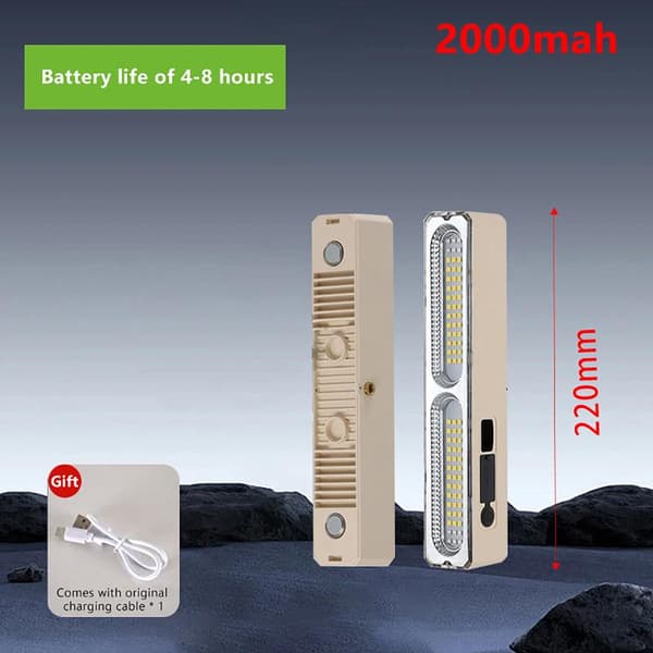 LED Camping Arbeidslys Med Krok USB Oppladbar Under panseret Arbeidslys 22cm 2000mah