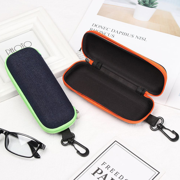 Bærbare Eyewear Cases Box Nøglering Damer Mænd med lanyard Zipp Black