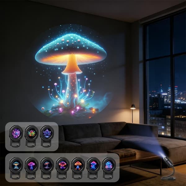 LED USB Svampe Projektionslys Drømmende Blad Stjernehimmel Projektor Light an 3pcs Film