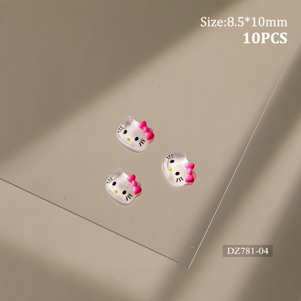 10 kpl Fine Flicker Katie Cat Nail Sarjakuvatarvikkeet Mini Resi DZ781-04