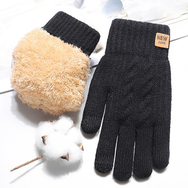 Cashmere Gloves Talvi Lämpimät Five Finger Rukkaset Touch Men Outdo Black