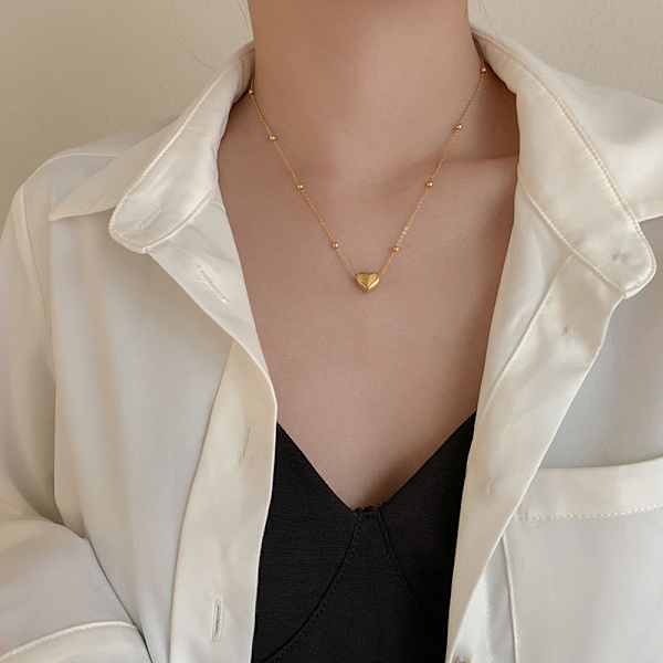 Minimalistisk hjärta hängsmycke Choker halsband titan stål mode A2