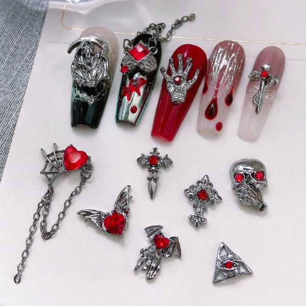 Tee itse nail art , 3d metalliseos, tumma kynsiristikkohämähäkki E