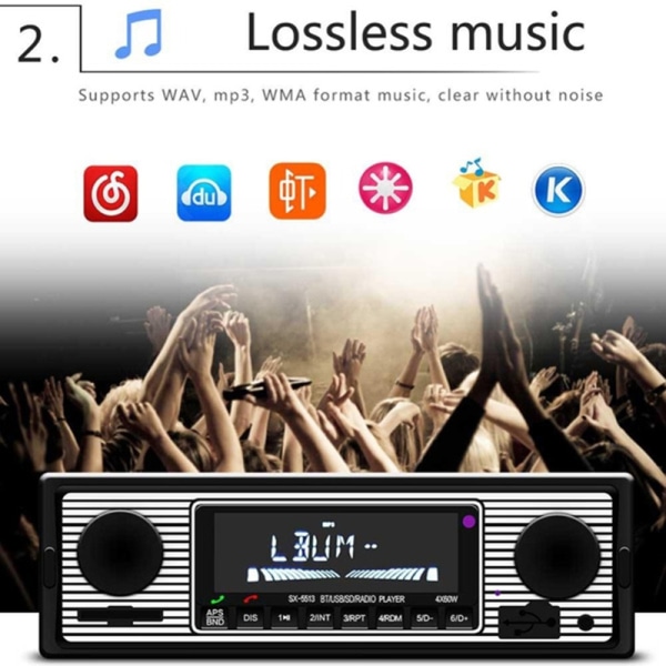 Bluetooth Retro Bilradio MP3-spelare Stereo USB AUX Classic