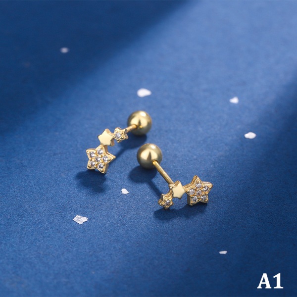 1 par ørestikker Crystal Ear Stud Rustfrit stål Helix Ear A3