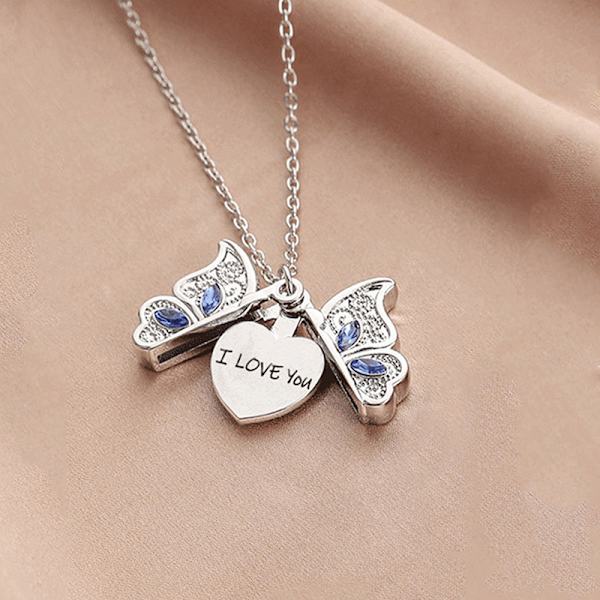 Butterfly I Love You Heart Luckly Butterfly Halsband för kvinnor A4