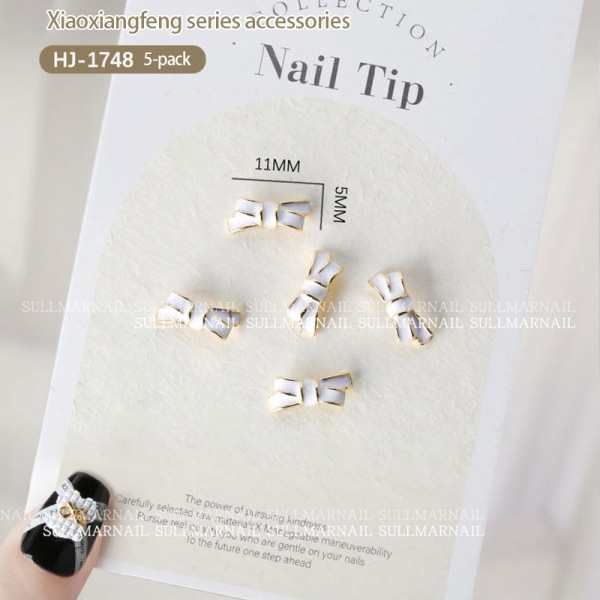 5 stk. Bow Pearl Pendant Nail Diamond Advanced Stereoscopic Nail HJ-1755