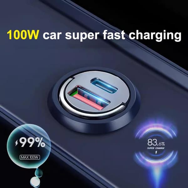 USB Typ C Billaddare Max 100W Mini Billaddare Snabbladdning