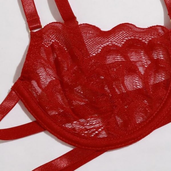 Sexy Alusvaatteet Naisten Rintaliivit Sukkanauhat Stringit Patchwork Katso läpi Li Red M
