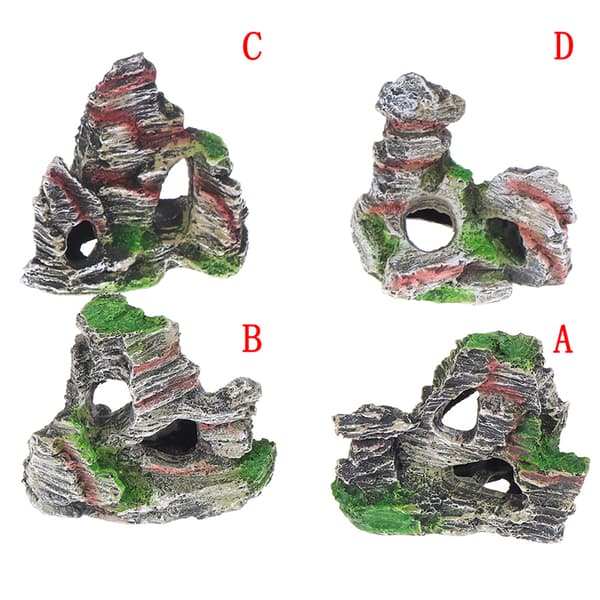 Mountain View Aquarium Rock Cave Tree Bridge Aquarium Ornament A